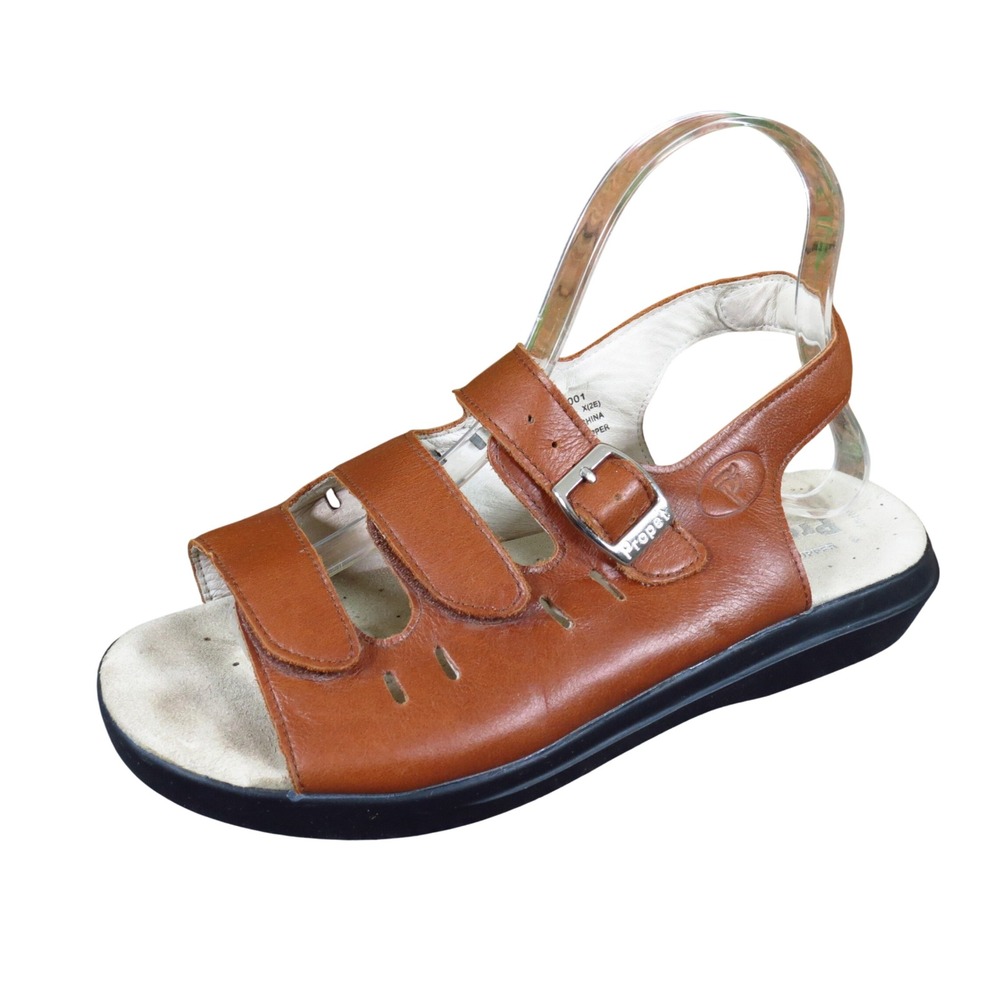 Propet Breeze Walker Women Sandal 7.5 Extra Wide Walking Brown Leather W0001